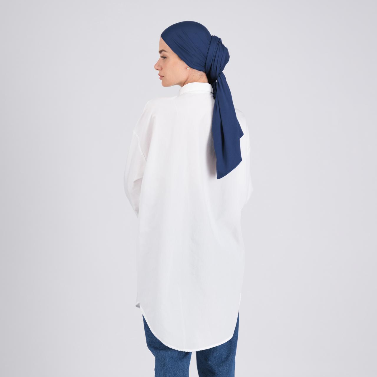 Cotton Hijab - Petrol Blue Cotton (with Underscarf)