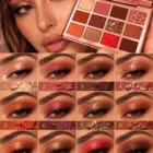 Twelve eye makeup looks demonstrating each GOMAR Nude Eyeshadow Palette shade