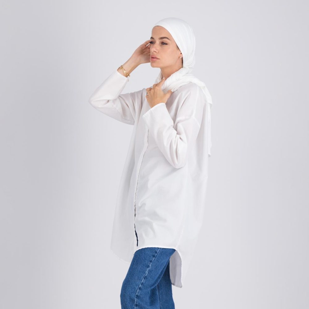 Cotton Hijab - White Cotton (with Underscarf)