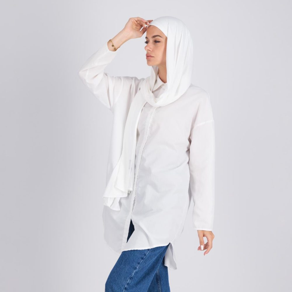 Cotton Hijab - White Cotton (with Underscarf)